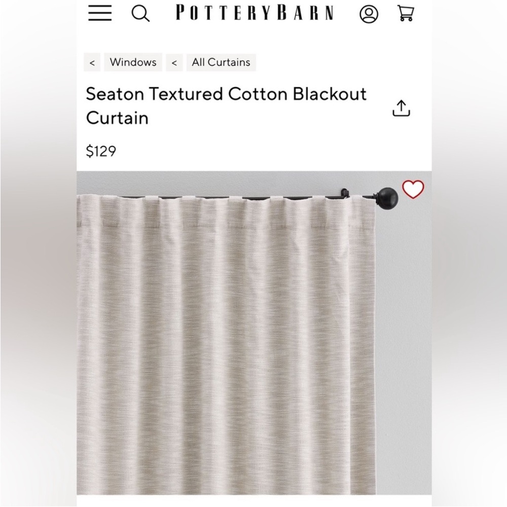 Pottery Barn Seaton Blackout Curtains - 2 Panels 50” by 84” each in Neutral - Picture 3 of 5